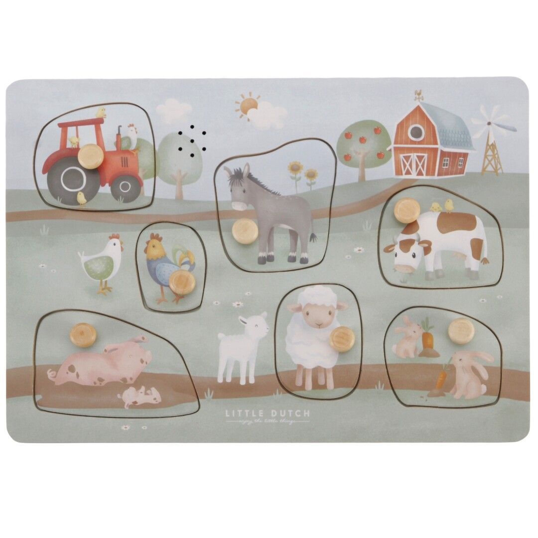 Little Dutch Little Farm Geluidenpuzzel - Hout - 7 Stukjes