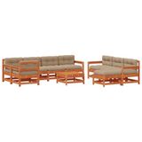 vidaXL Tuin loungeset 10 st Wasbruin Massief grenenhout