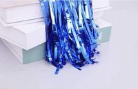 Merkloos / Sans marque Metalen gordijnen - glinsterend blad franjes spiegelend gordijn - deur raam decoratie - verjaardag bruiloft feestaccessoires - 92 x 245 cm - donkerblauw Deurgordijn