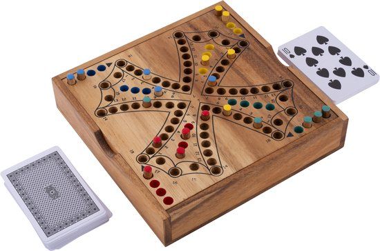 Longfield Toc Spel 4 Spelers – Houten Bordspel – Klassiek Strategiespel – Gezelschapsspel voor 2 tot 4 Spelers – Reisvriendelijk Bordspel – Engelhart
