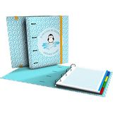 Grafoplás 88102631 Ordner A4 met gestanste ringen, A4, reservemesjes geruit 5 x 5, scheidingsbladen, transparante envelop, gebogen rug, Carpebook, Collection Wise Planet, pinguïn
