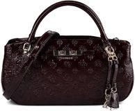 GUESS Carmella 3 Compartment Satchel Burgundy Logo Handtas