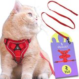 Merkloos / Sans marque Wan GmbH 150 cm verstelbaar kattentuigje met riem en harnas - polyester kattenlijnset voor kittens - rood S