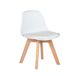 FurnitureR 1 x kinderstoel met brede zachte kussenzitting, poten van massief beukenhout, stabiele kinderstoel met rugleuning voor kinderkamer, geschikt voor kinderen van 1-6 jaar, PP+PU, wit