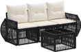 vidaXL Banc de jardin 4 places noir et crème polyrotin