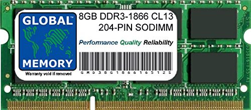 GLOBAL MEMORY 8GB DDR3 1866MHz PC3-14900 204-PIN SODIMM GEHEUGEN RAM VOOR LAPTOPS/NOTITIEBOEKJE