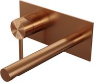 Brauer Copper Edition Inbouw Wastafelmengkraan met Rechte Uitloop en Afdekplaat Model A2 Koper Geborsteld PVD