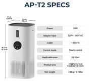 Purificateur d'air et humidificateur - Appareil 2-en-1 - Filtre HEPA H13 - Convient aux pièces de 35–60 m² - Admission d'air à 360° - Fonctionnement silencieux (25–30 dB) - Contre les odeurs d'animaux, la fumée, les allergènes - Blanc