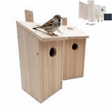 Relaxdays Nestkast Bouwpakket - 2 stuks - Hout - Lichtbruin - 12x26x13,5 cm