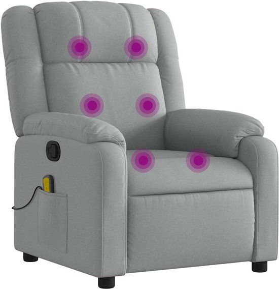 vidaXL Massagestoel verstelbaar stof lichtgrijs