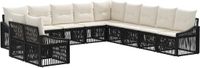 vidaXL Tuinbank - Set - 11-delig - Zwart - Polyrattan