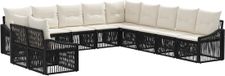 vidaXL Banc de jardin - Set - 11 pièces - Noir - Polyrattan
