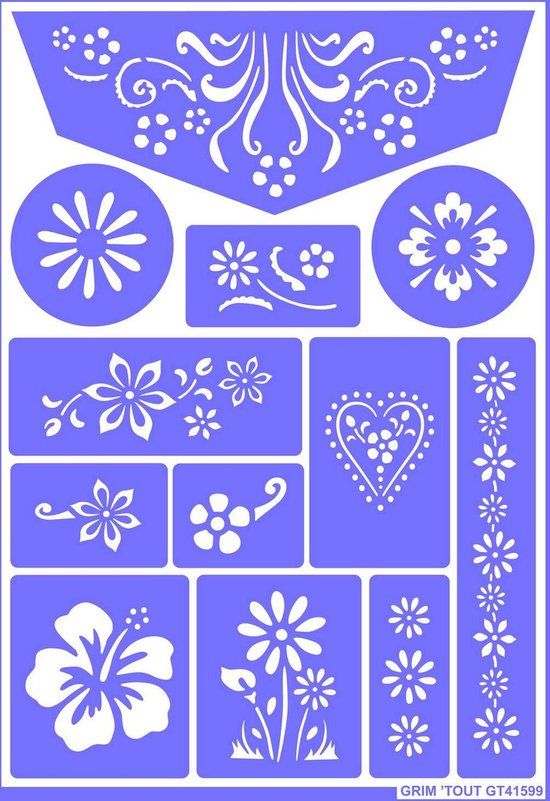 Trademark Grim' Tout Herbruikbaar Schmink Stencil Bloemen Paars