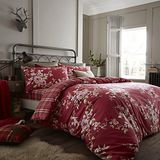 Catherine Lansfield Canterbury Check beddengoedset, katoen, rood, 180 x 280 cm