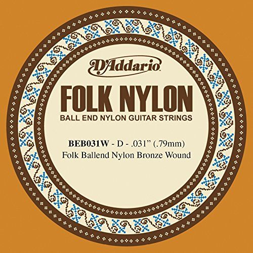 D'Addario BEB031W .031 Folk Single Nylon Guitar String - Bronze Wound