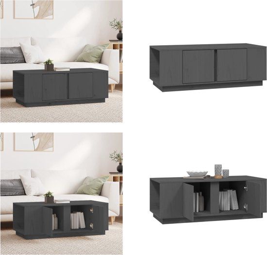 vidaXL Salontafel 110x50x40 cm massief grenenhout grijs