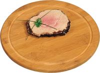 Merkloos Kesper Ronde Ontbijt Plank - Bamboe Hout - Diameter 30 cm - Met Sapgroef - 6 Stuks