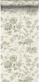 ESTAhome behang vintage bloemen crème en vergrijsd groen - 53 cm x 10.05 m