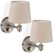 Relaxdays Wandlamp set van 2, dimbaar, schakelaar, E14, HBD 23x15x21 cm, muurlamp, beige-zilver