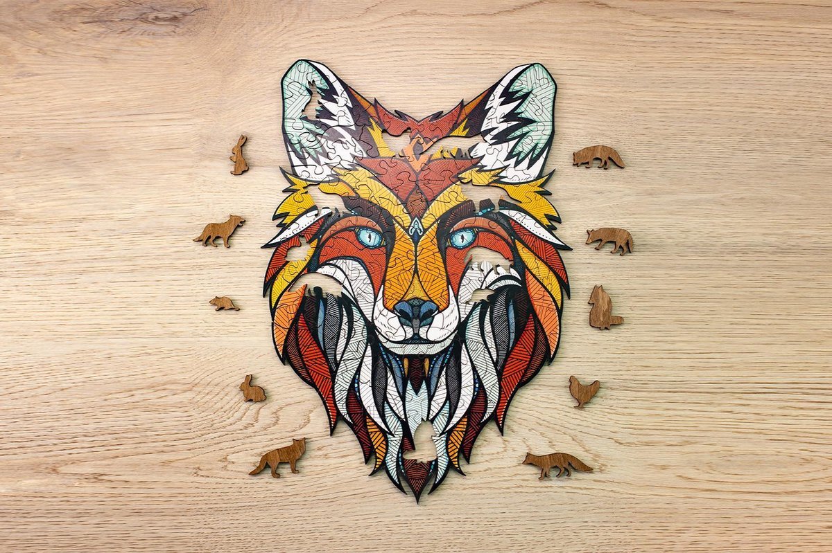 Eco-Wood-Art Eco Wood Art - Houten Puzzel - Fox - 31x28x0,5cm - Woodenbox