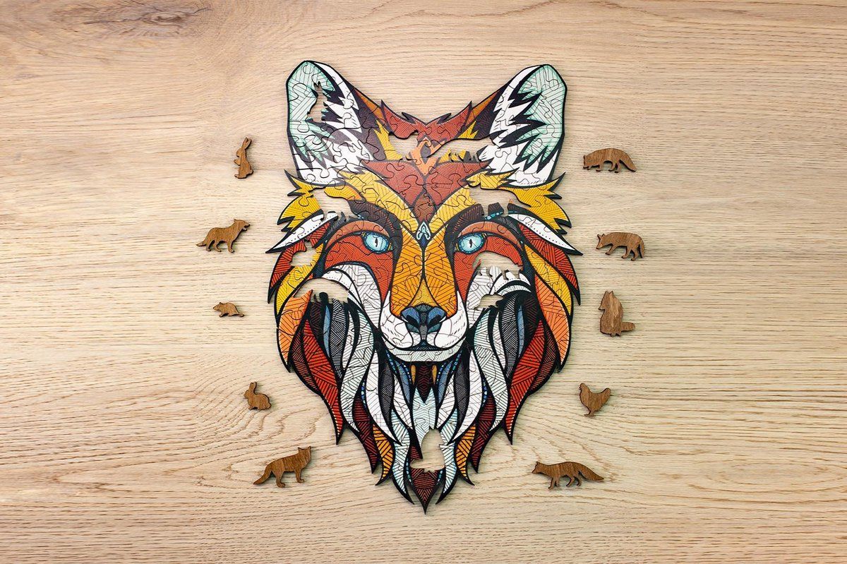 Eco-Wood-Art Houten Puzzel - Fox - 31x28x0,5cm - Multicolor