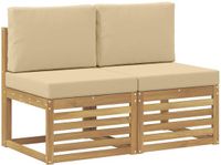 vidaXL - 2-delige buitenmiddensofa van massief acaciahout, wit