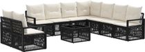 vidaXL - Banc de jardin - Ensemble - 9 places assises - Noir - Polyrattan