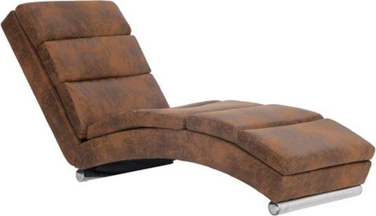 vidaXL Chaise longue kunstsuède bruin