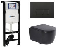 Geberit QeramiQ Dely Swirl Toiletset - Mat Zwart