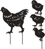 Merkloos / Sans marque Hof Kunst Kippen Tuindecoratie - Buiten Decoratie - Hollow Stake Design - 4 Stuks - Zwart