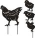 Merkloos / Sans marque Hof Kunst Kippen Tuindecoratie - Buiten Decoratie - Hollow Stake Design - 4 Stuks - Zwart
