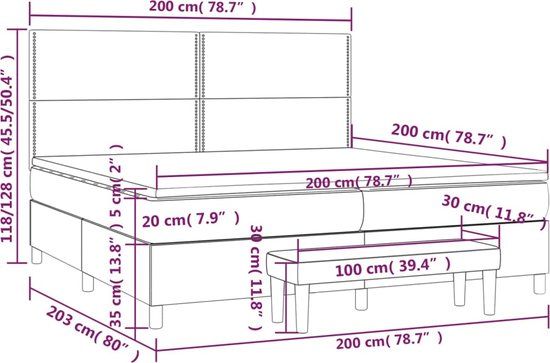 vidaXL Boxspring met matras fluweel donkerblauw 200x200 cm