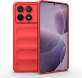 Techsuit Hoesje geschikt voor Xiaomi Poco F6 Pro - Magic Shield Silicone Back Cover - Rood