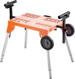 VEVOR Verstekzaaghouder met blad en wielen, voet voor opvouwbare zaag van staal, draagvermogen 149,7 kg, hoogte en lengte verstelbaar, draagbaar en compact, voor bouwplaats