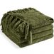 LONG CREATE Chenille deken voor bank 50 x 152 cm, zacht, gezellig met franjes en kwastjes voor bed sofa stoel, lichtgewicht gebreide decoratieve boerderij boho als cadeau, olijfgroen