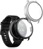 kwmobile 2x coque compatible avec Garmin vivoactive 6 (42mm) / Active 6 - tracker d'activité physique coque en verre trempé et cadre en plastique set noir / argent