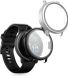 kwmobile 2x coque compatible avec Garmin vivoactive 6 (42mm) / Active 6 - tracker d'activité physique coque en verre trempé et cadre en plastique set noir / argent