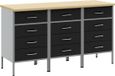 vidaXL Werkbank met opbergruimte, 3 stuks, zwart en grijs, 150 x 55 x 85 cm
