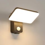 Osairous 18W buitenverlichting met bewegingssensor, buitenwandlamp met bewegingssensor, IP65 wandlamp voor buitengebruik, draaibare buitenlamp voor tuin en terras, zwart 3000K