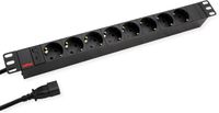 SURIGHT 19" stekkerdoos 8voudig - C14-stekker - Zwart - 2 m