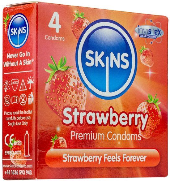 Skins Condooms - Strawberry 4 stuks