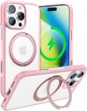 TORRAS Hoesje Geschikt voor Apple iPhone 16 Pro Max - UPRO Ostand R Fusion - Compatibel met MagSafe - 360° Draaibare Standaard - Back Cover Kickstand Ring - Roze