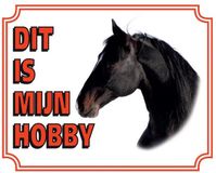 Stickerkoning.nl Waakbord - 69 - Paard - Zwart - 20x25 cm