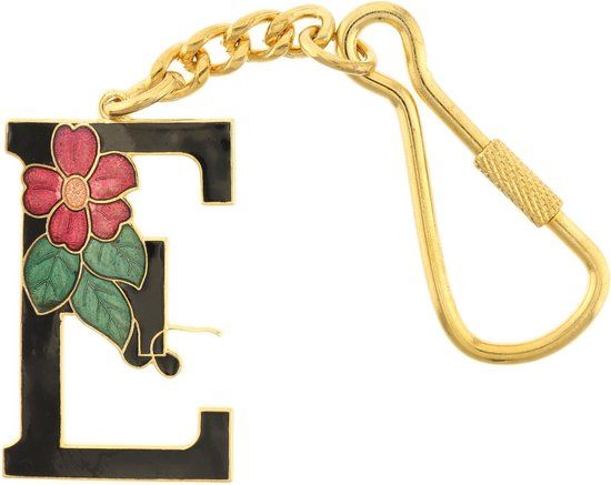 Behave® Sleutelhanger letter E Zwart 4cm - Unisex