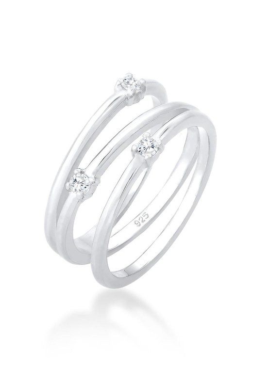 Elli Ring Dames Wikkel Filigraan Elegant - Verguld Zirkonia Kristal - 925 Sterling Zilver