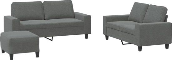 vidaXL 3-delige Loungeset stof donkergrijs