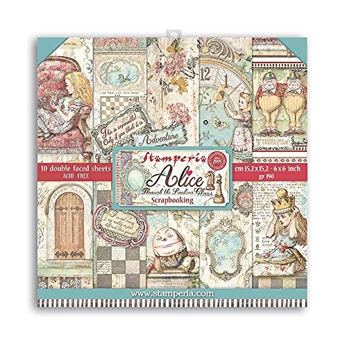 Stamperia International Scrapbooking Pad-Double Face-Alice Door Het Kijkende Glas, Diverse, Gemengd