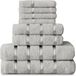 FAIRWAYUK 8-delige handdoeken balenset voor badkamer, ultrazachte premium kwaliteit waterabsorberende handdoek cadeausets, 100% Egyptisch katoen, 4x gezicht 2x hand 2x badhanddoeken, zilver