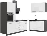 Vicco Keuken Fame-Line, Wit Hoogglans/Antraciet, 220 x 120 cm zonder werkblad