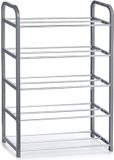 Arte r Kunststof schoenenrek/schoenenstandaard 5-laags zilver 50 x 18 x 68 cm